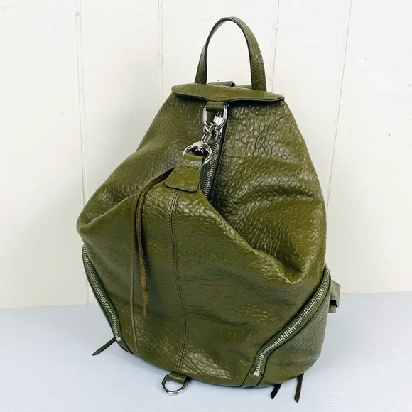 NEW Rebecca Minkoff Julian Backpack Olive Green Bubbled Lamb Leather - Picture 5 of 13